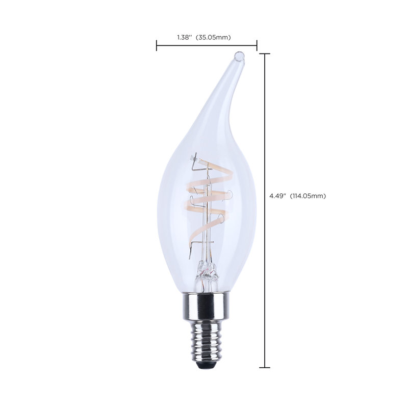 4 Watt CA11 LED Reminiscent Flex Gray Coil Filament E12 3000K 120 Volt, 3000 Kelvins