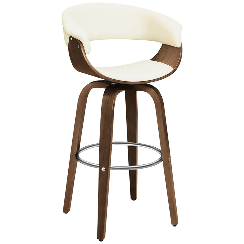Élégant tabouret de bar pivotant en bois de noyer avec revêtement et poignées