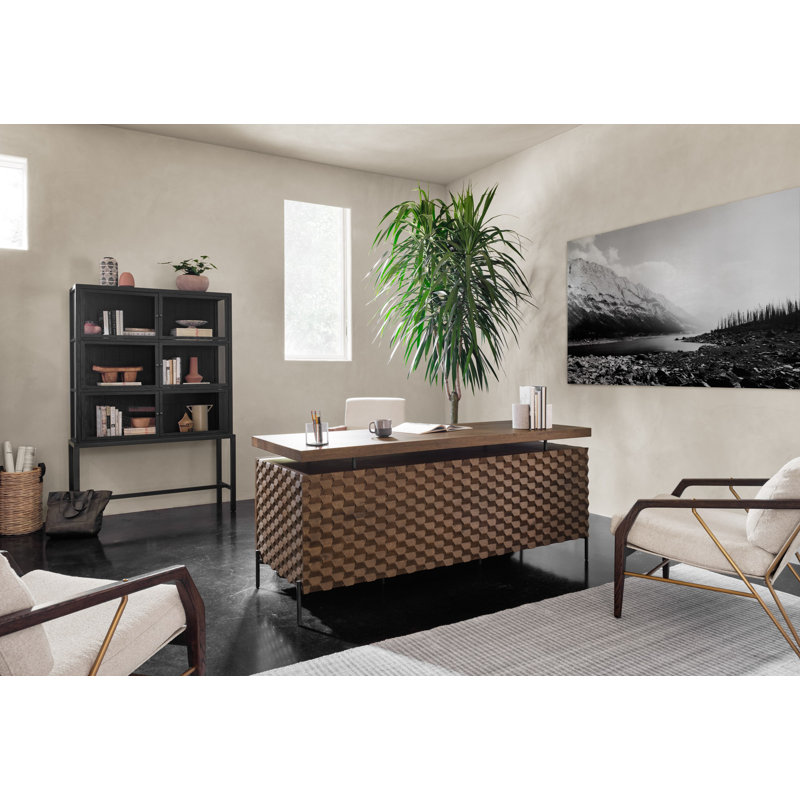 Raffael Solid Wood Credenza Desk, Brown