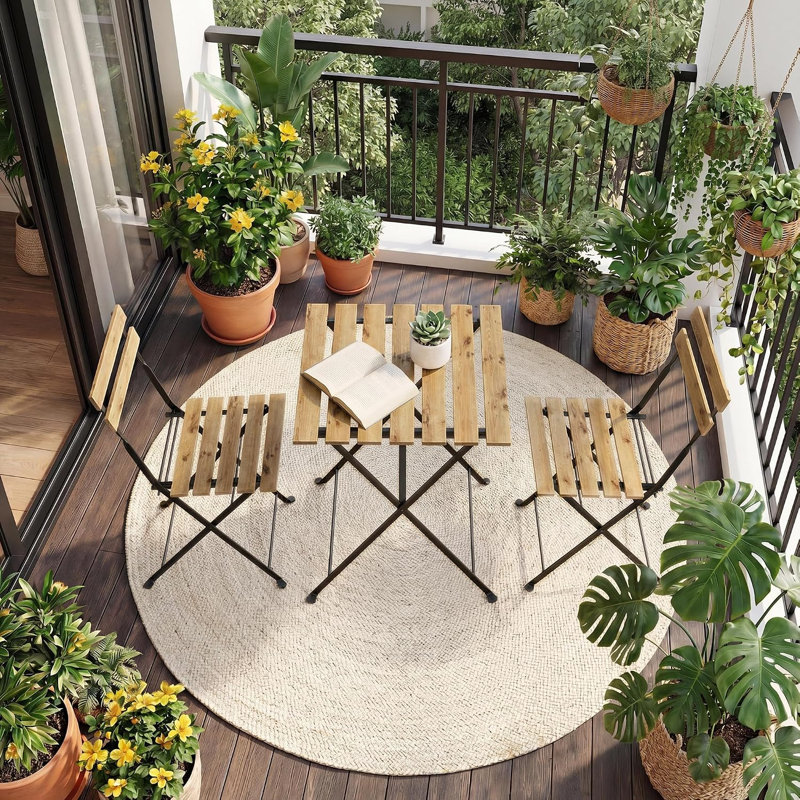 Ensemble de bistro pliant 3 pièces pour patio, peu encombrant