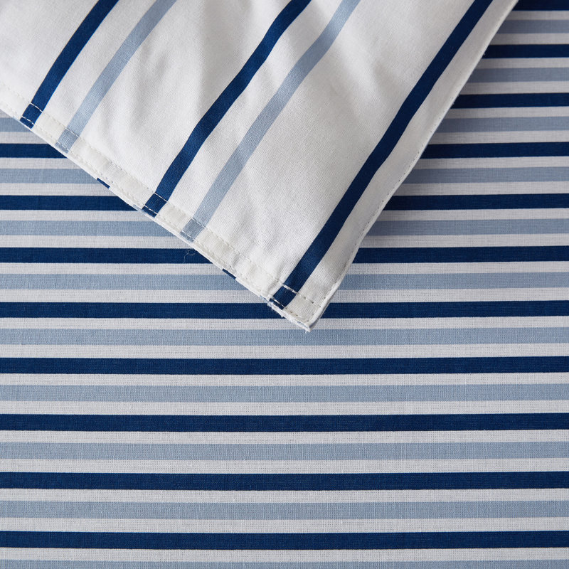 Eddie Bauer Cooper Stripe Cotton Duvet Cover Set, Twin Duvet Cover + 1 Sham, Blue