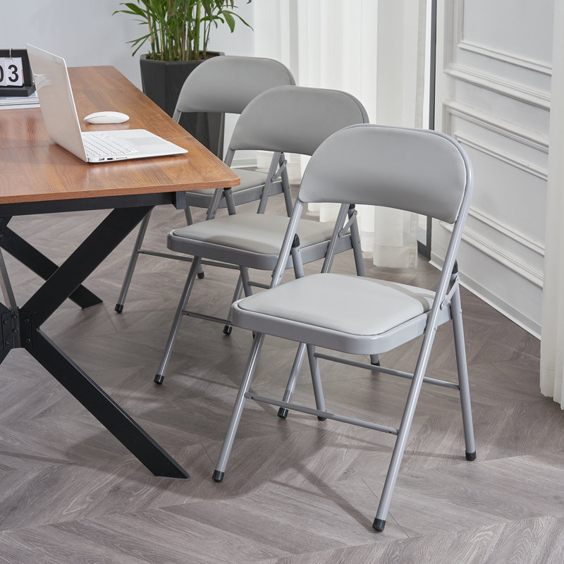 Frankie Vinyl Padded Stackable Folding Chair Set of 6, Gray
