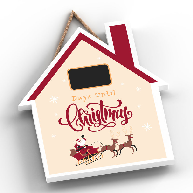 Days Until Christmas Chalkboard Wooden House Plaque Vivid Squid Wholesale Wall Decor