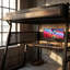 Lit mezzanine en métal AVELOR avec escalier de rangement, ports USB et lumières à DEL, zone de jeu en dessous, capacité de 350 lb-129527384