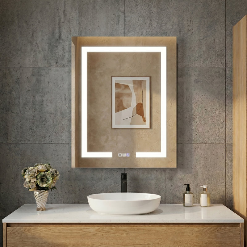 Armoire à pharmacie avec miroir DEL de 61 cm (24 po), tablettes réglables, montage encastré ou en surface, 1 porte, 24 pouces