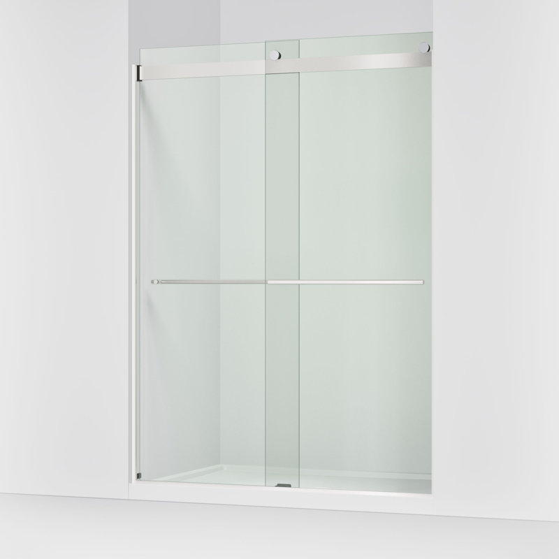 Levity Plus Less Sliding Shower Door, 81-5/8" H x 56-5/8 - 59-5/8" W, With 3/8" Thick Crystal Clear Glass, Silver