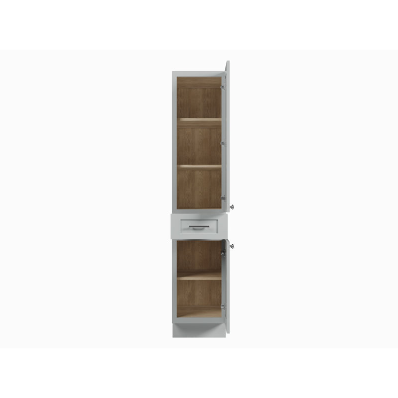 Disar 72'' Tall Solid Wood & Plywood Bathroom Cabinet – Right Door Opening, Gray