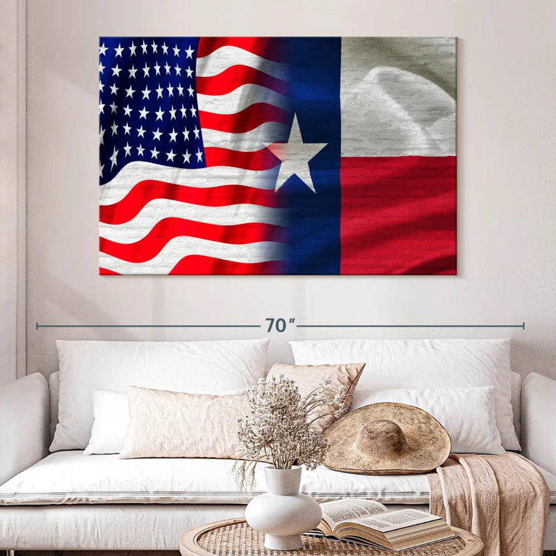 Borges US And Texas Flag, 34" H x 51" W