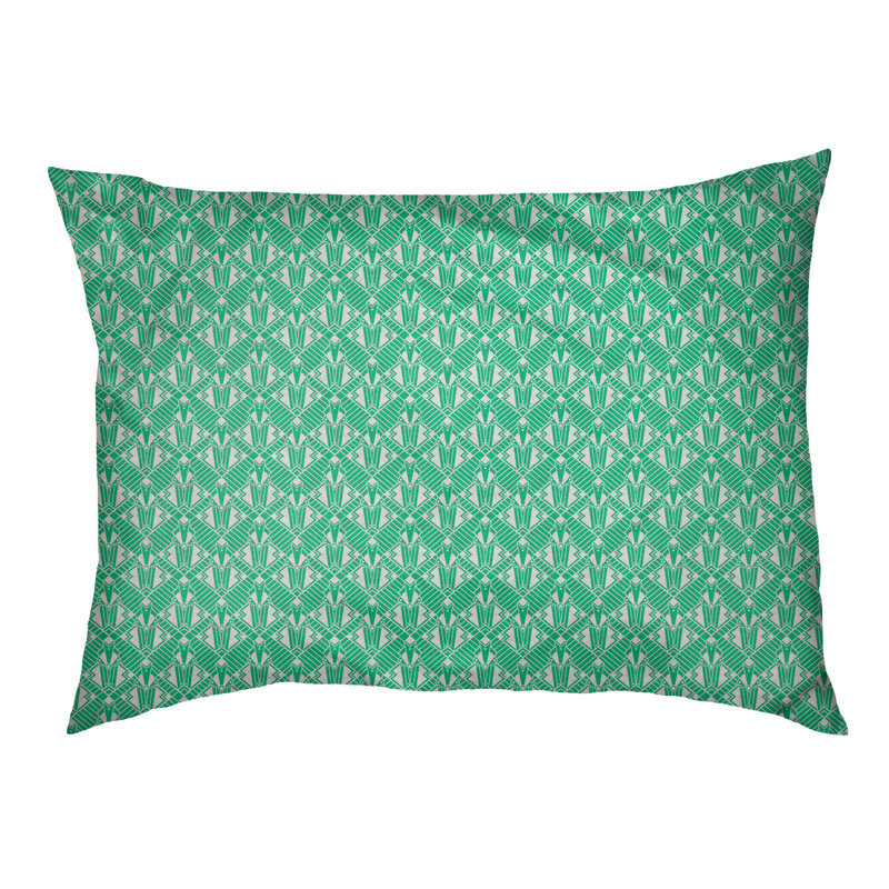 Coussin stylisé dégradé art déco Byrge, L 29,5 po x l 19,5 po, Vert / blanc