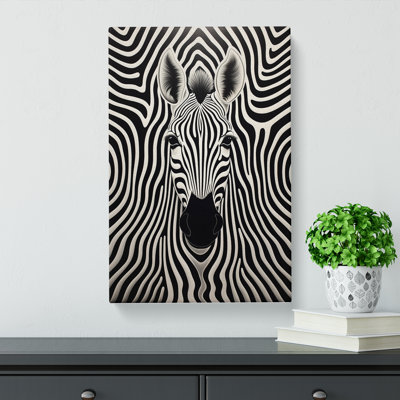 Zebra Zodiac Op - Wrapped Canvas