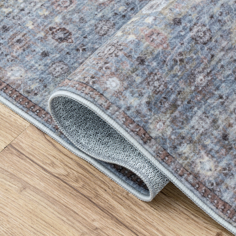 Tapis lavable à la machine Petunia, Rose Clay/Gray, Rectangle 9' x 12'