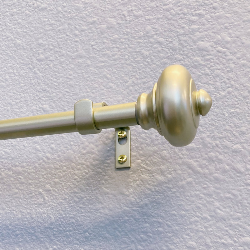 Madyson Metal Adjustable Single Curtain Rod, Pale Brass, 2" H x 128" W x 4" D