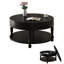 Table basse ronde 31,5 po moderne noire avec double rangement et compartiment caché, pieds réglables, assemblage facile