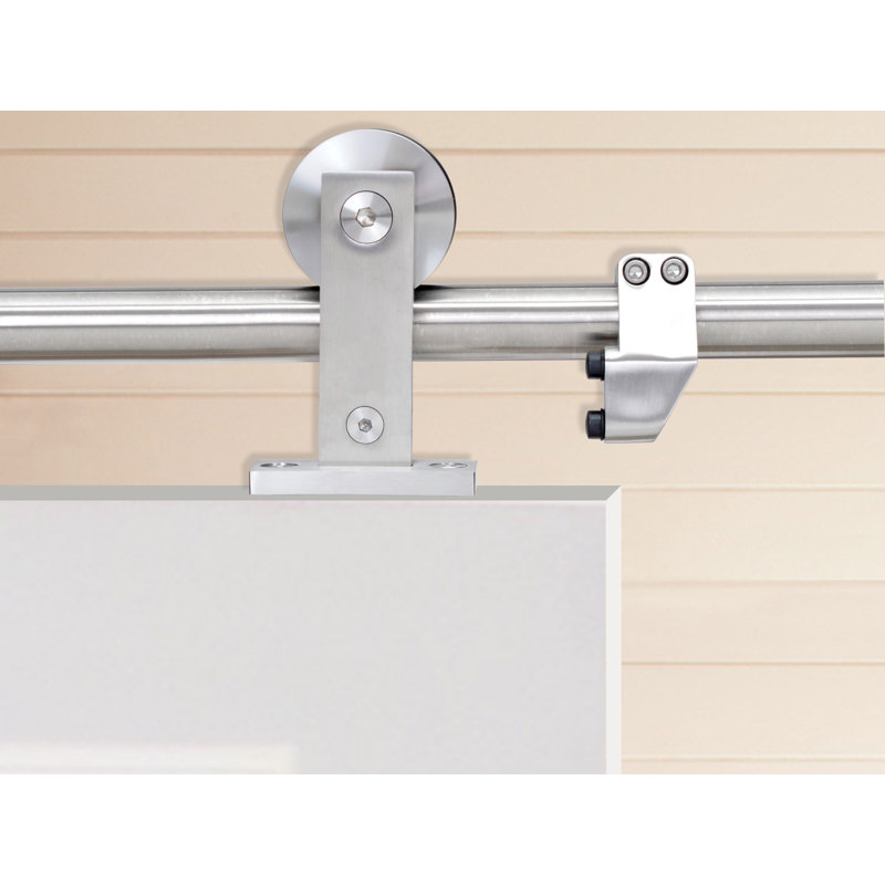 80'' Solid + Manufactured Wood Paneled Primed without Installation Hardware Kit Barn Door, Matte Black, 30" x 80"