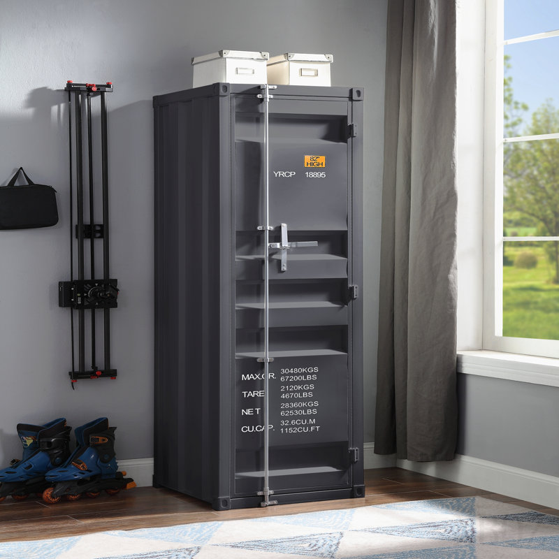 Gunmetal 1-Door Wardrobe With Container Lock
