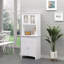Garde-manger de 64,5 po Boaz, buffet élégant avec huche, armoire de rangement pour garde-manger avec porte en verre encadrée et espace pour micro-ondes-1972644278