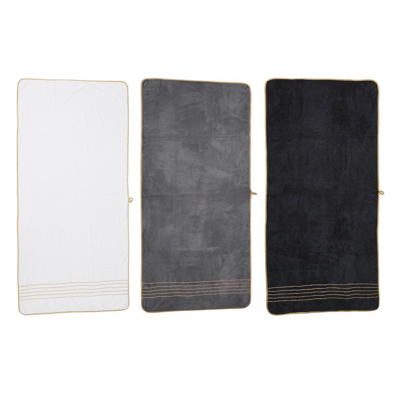 3-Pack Polyester Bath Towels with Gold Lines