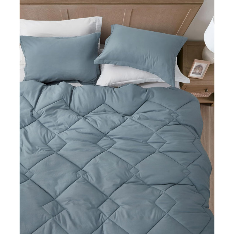 Logan Standard Comforter, Dusty Blue, King Comforter + 2 King Shams