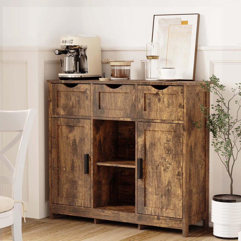 Theile 31.1'' Sideboard Storage Cabinet Buffet Cabinet Dining Cabinet Office Credenza, Vintage Brown