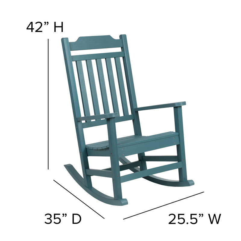Teal All-Weather Poly Resin Wood Rocking Chair