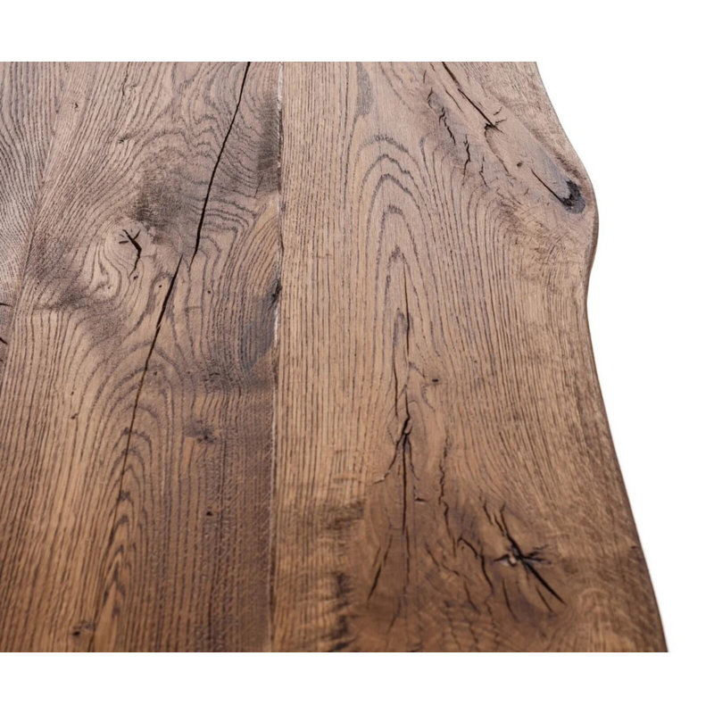Nassrin Solid Wood Top Metal Base Dining Table