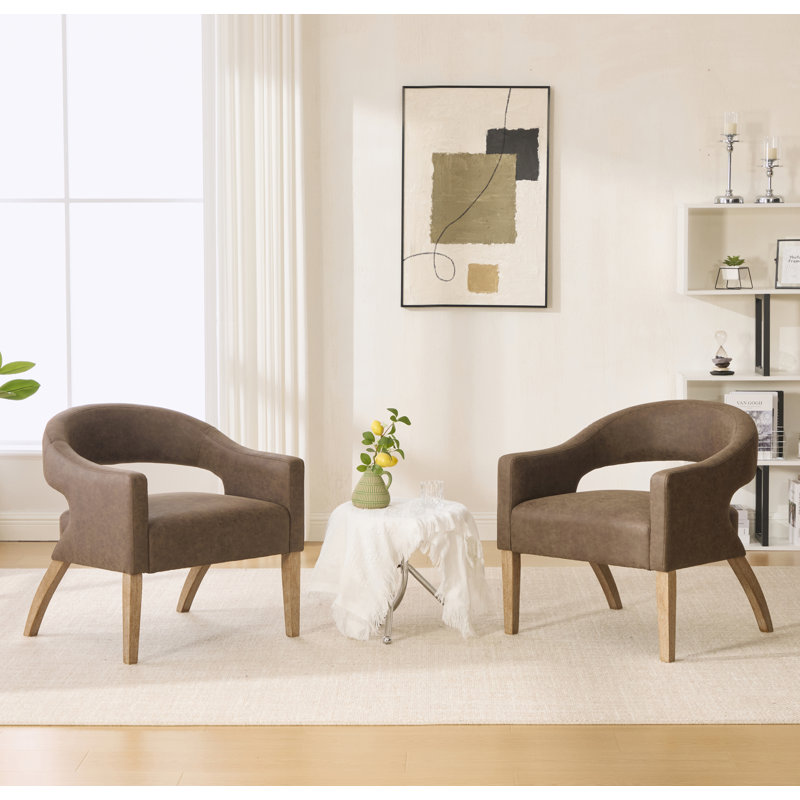 Ensemble de 2 fauteuils d'appoint rembourrés 26,16 po, Café