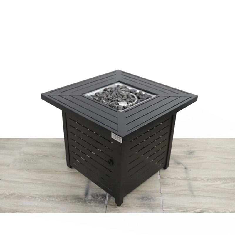 Table de foyer d'extérieur en acier avec couvercle H 25 po x l 30 po