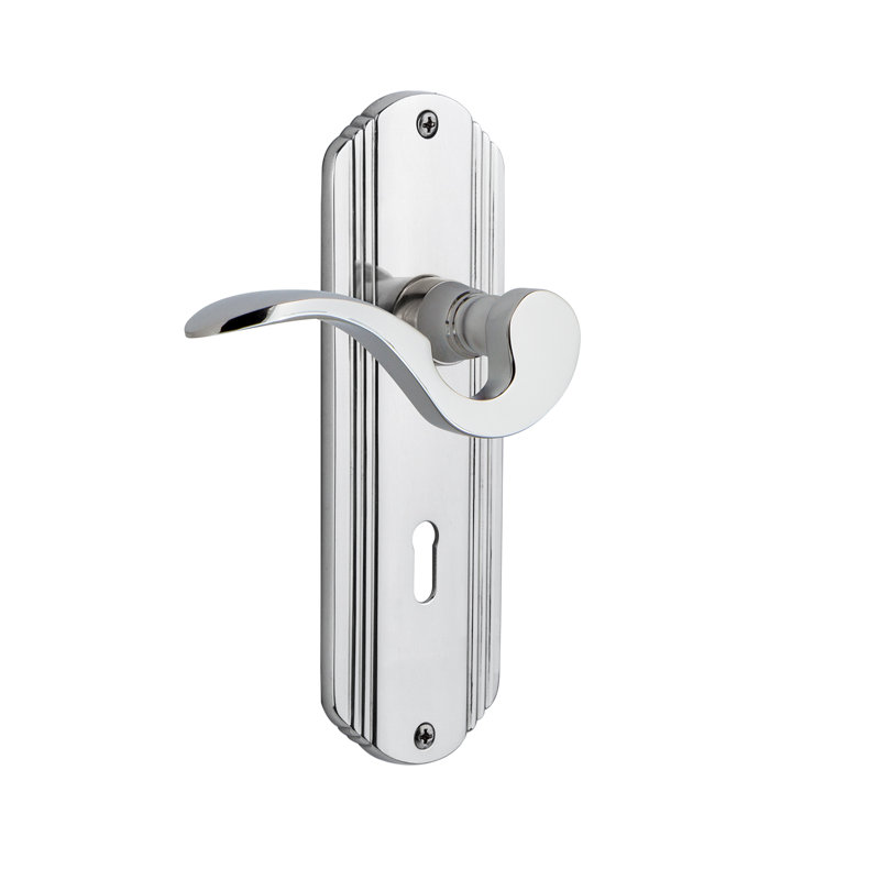 Deco Plate Double Dummy with Decorative Keyhole and Manor Lever, Bright Chrome