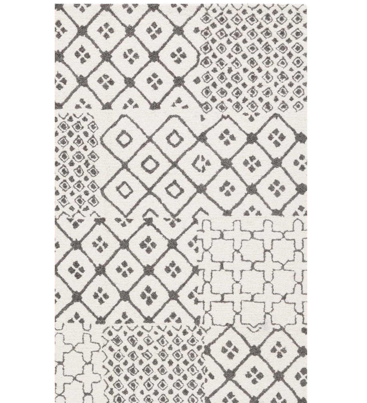 Hand-Tufted Geometric Wool Cotton Rug, Square 6'