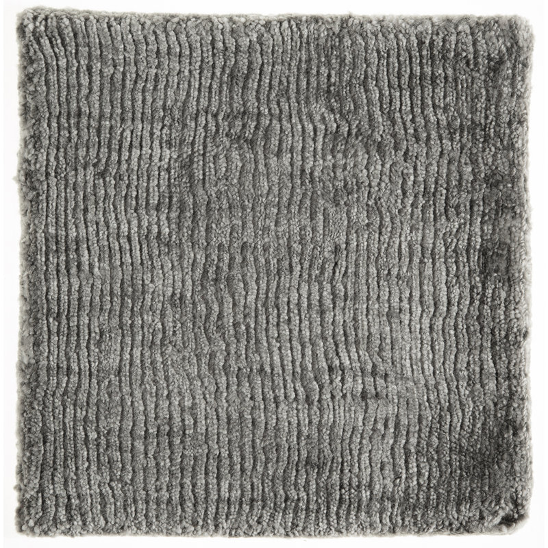 Tapis gris en soie tissé à la main Lanesa, Gris foncé, Rectangulaire 8 pi x 10 pi