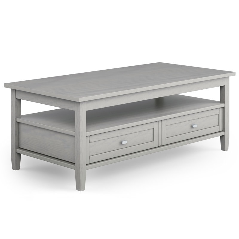 Fog Gray Solid Wood Coffee Table with Storage