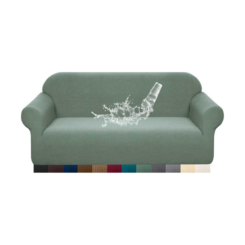 Box Cushion Sofa Slipcover, Green