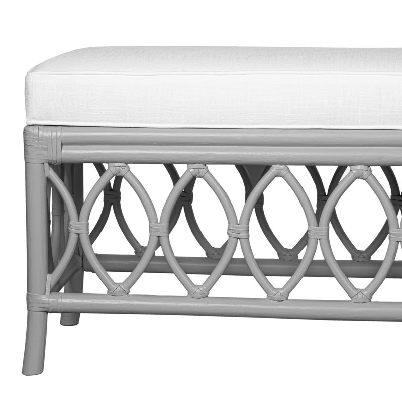 Lillian Rattan Geometric Bench, Light Gray