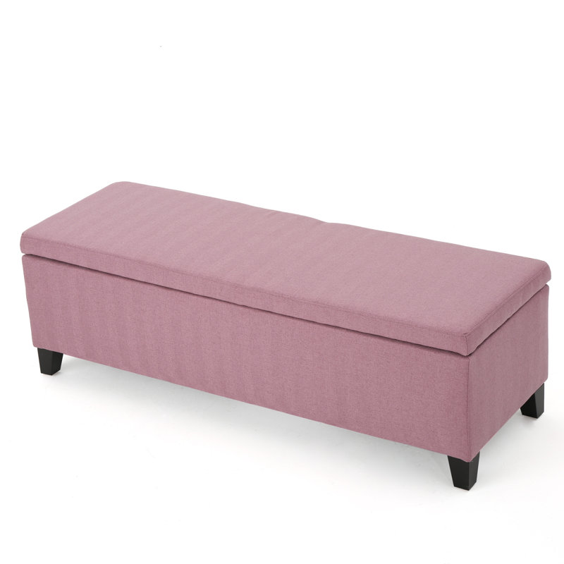 Schmit Fabric Upholstered Storage Bench, Gray Ikat, 16.25" H x 51.25" W x 17.50" D