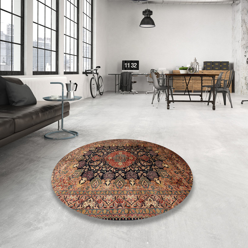 Tapis oriental rouge / brun Laith, Rond 8 pi