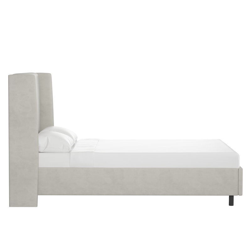 Tilly Upholstered Low Profile Platform Bed, Queen, Bella Light Gray Performance Velvet