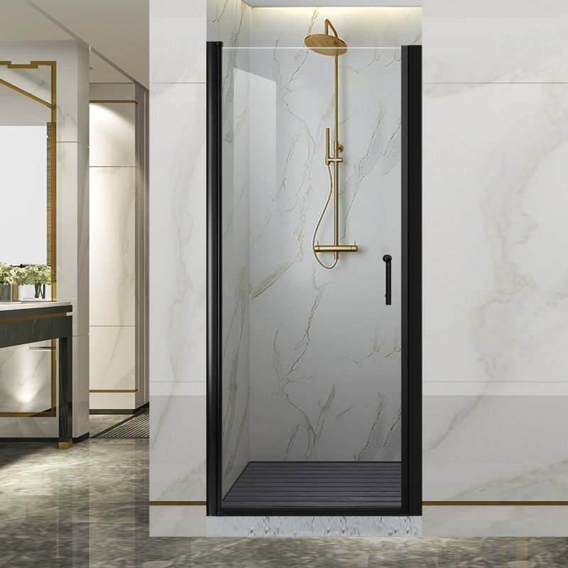 28-29.9 in. W x 72 in. H Pivot Swing Frameless Shower Door with Clear SGCC Tempered Glass, Matte Black
