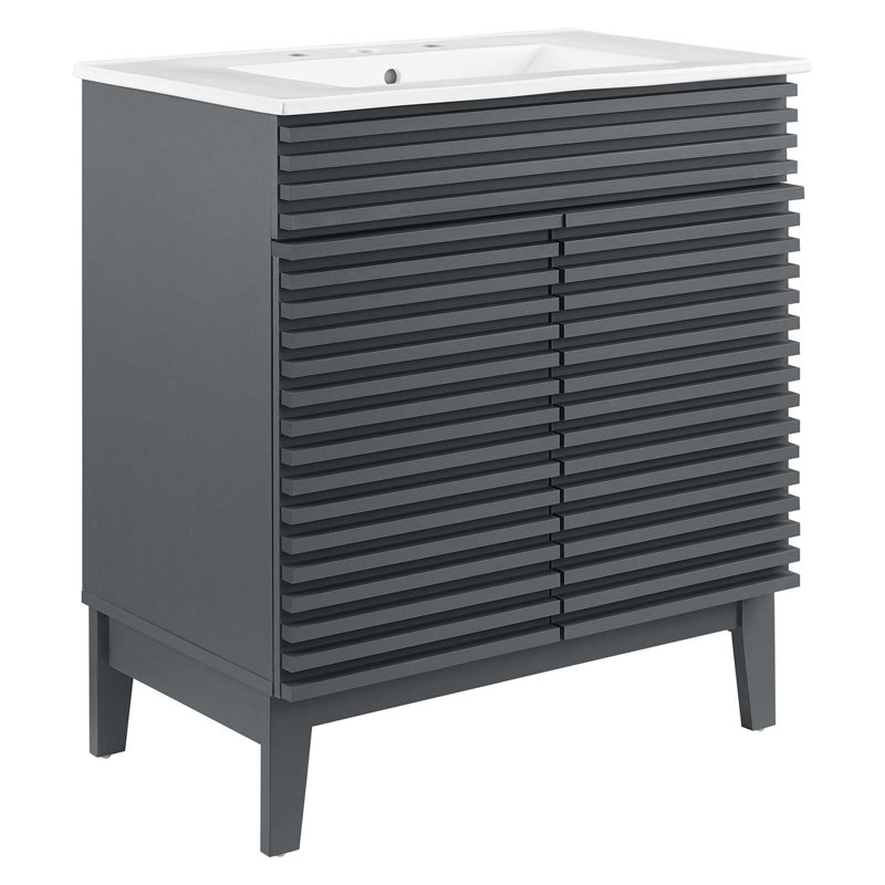 Armoire de meuble-lavabo 30 po Render, Gris / blanc