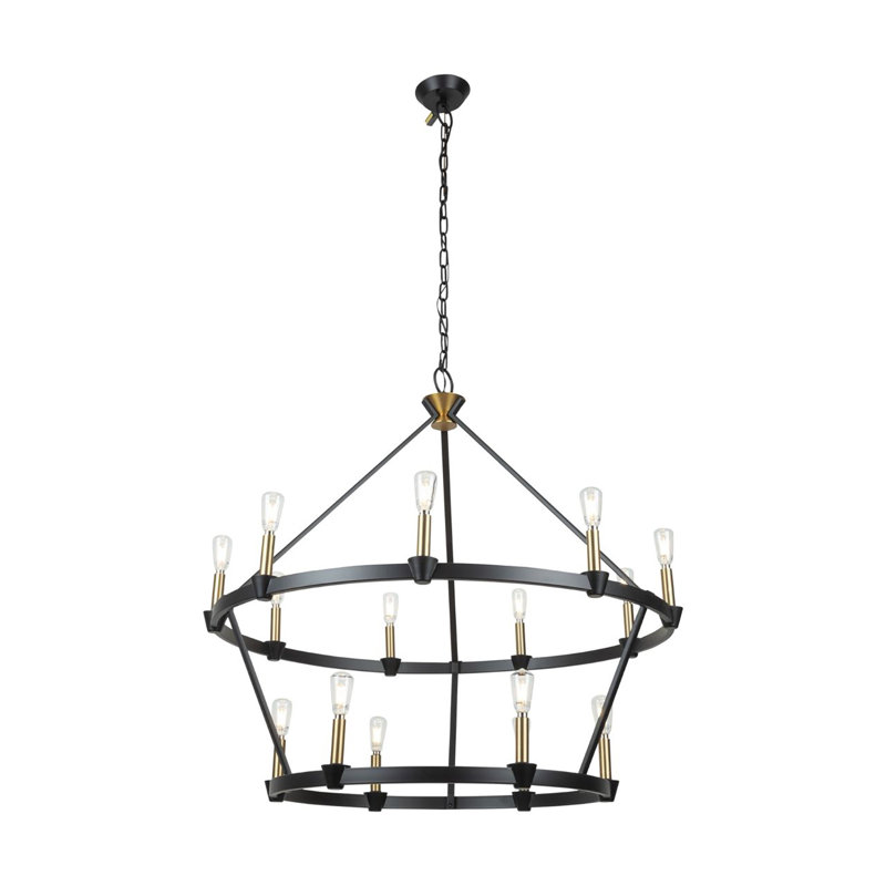 Notting Hill - Chandelier - Black/Brushed Brass - 15-Light