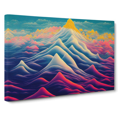 Placid Colourful Mountain Abstract - Wrapped Canvas