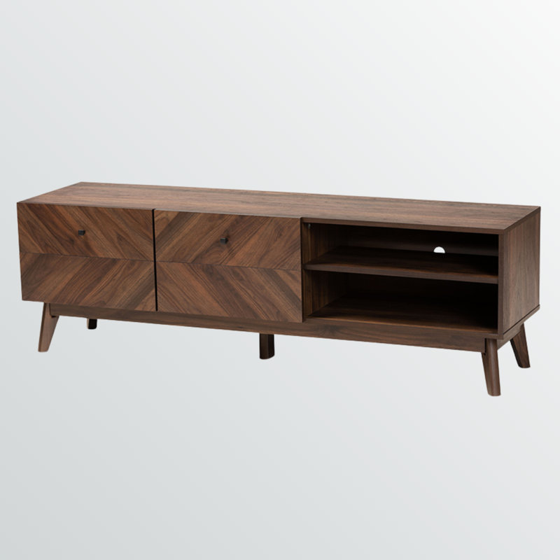 Wisp 2-Drawer Walnut Brown Finished Wood TV Stand, 19.14'' H X 62'' W X 15.34'' D
