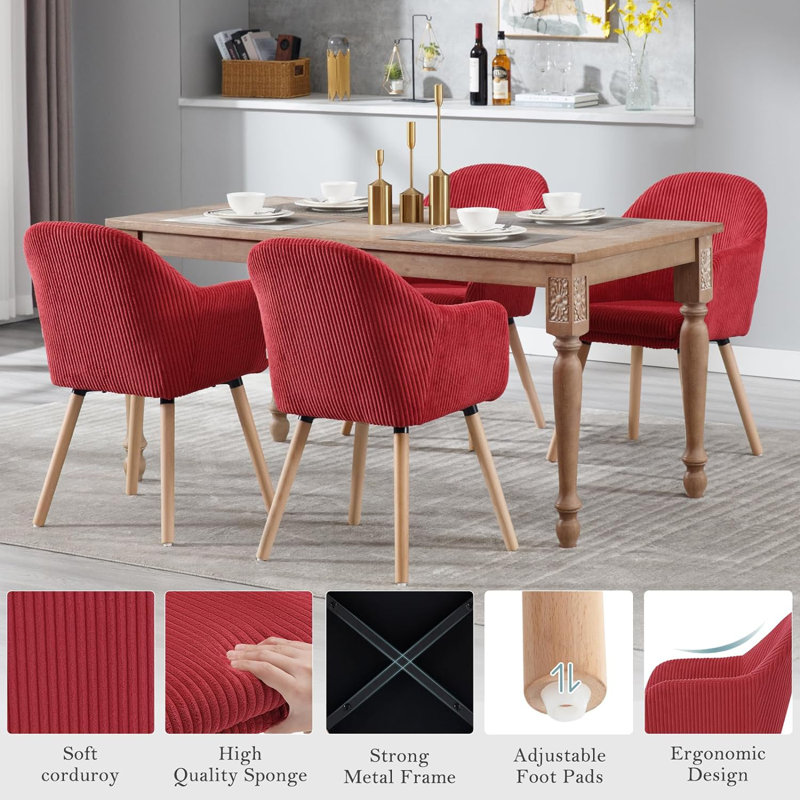 Osuna 49cm H Polyester Blend Upholstered Full Back Armchair, Red, 1