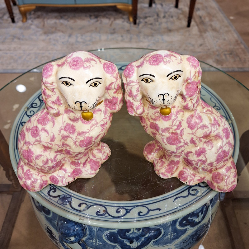 Porcelain Staffordshire Dog Figurines Pair