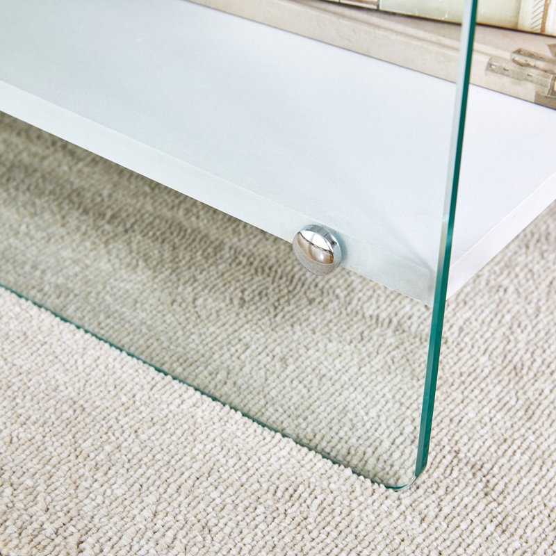 Bedside Table With Drawers.The Board Surface Is MDF With White Grain Sticker,And Both Sides Are Tempered Glass.The Design Is Simple And Elegant, With Excellent Storage Functions.W1512P285061