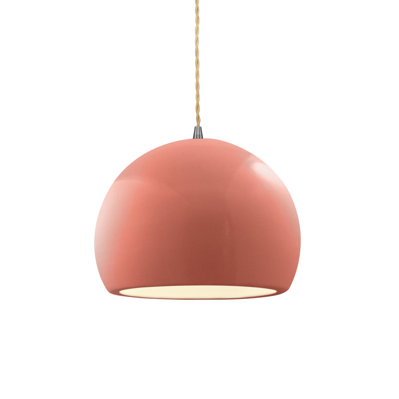 Luminaire suspendu à 1 lumière Aschwin, H 6 po x l 7 po x P 7 po, Rosé brillant, Nickel brossé