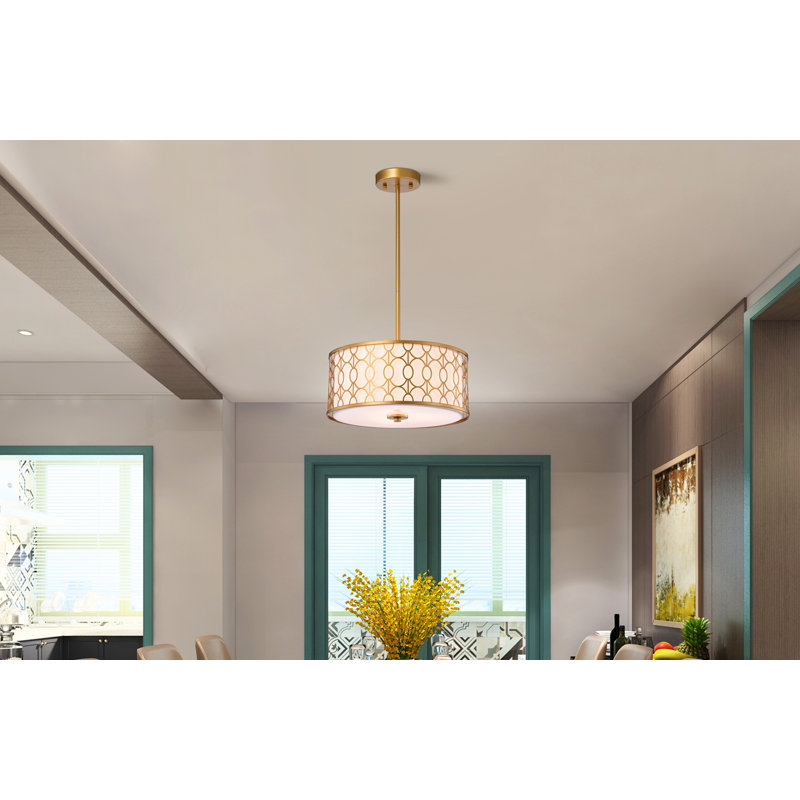 Lustre tambour unique à 3 lumières