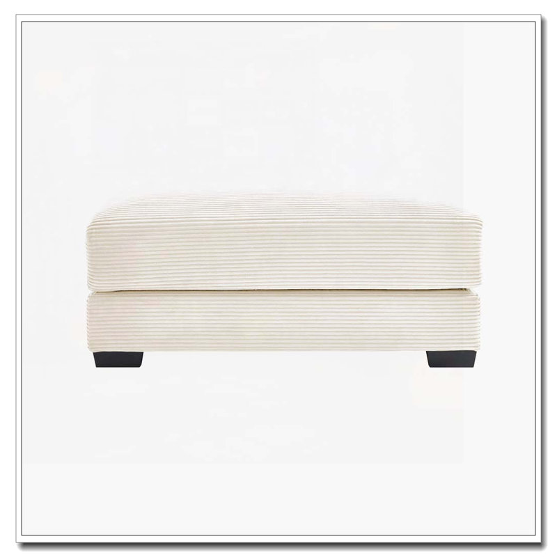 Corduroy Fabric Ottoman, Cream