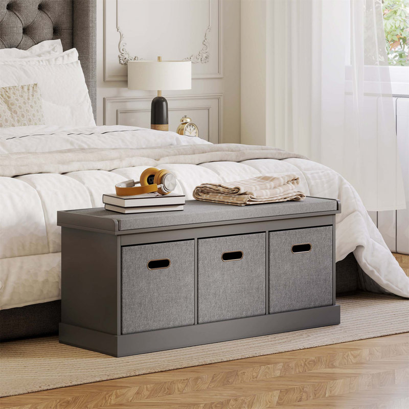 3 Pair Shoe Storage Bench, Grey