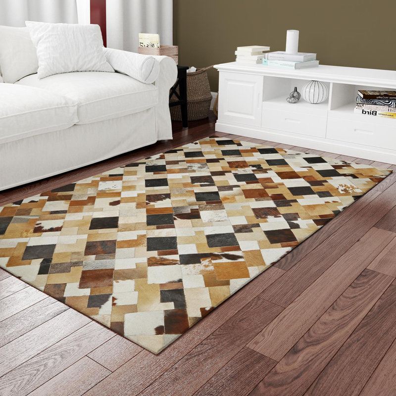Tapis multicolore à motif géométrique en peau de vache, Tapis de couloir 2 pi x 6 pi