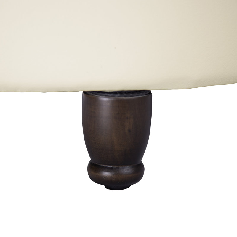 Sanni Faux Leather Ottoman, Cream Faux Leather